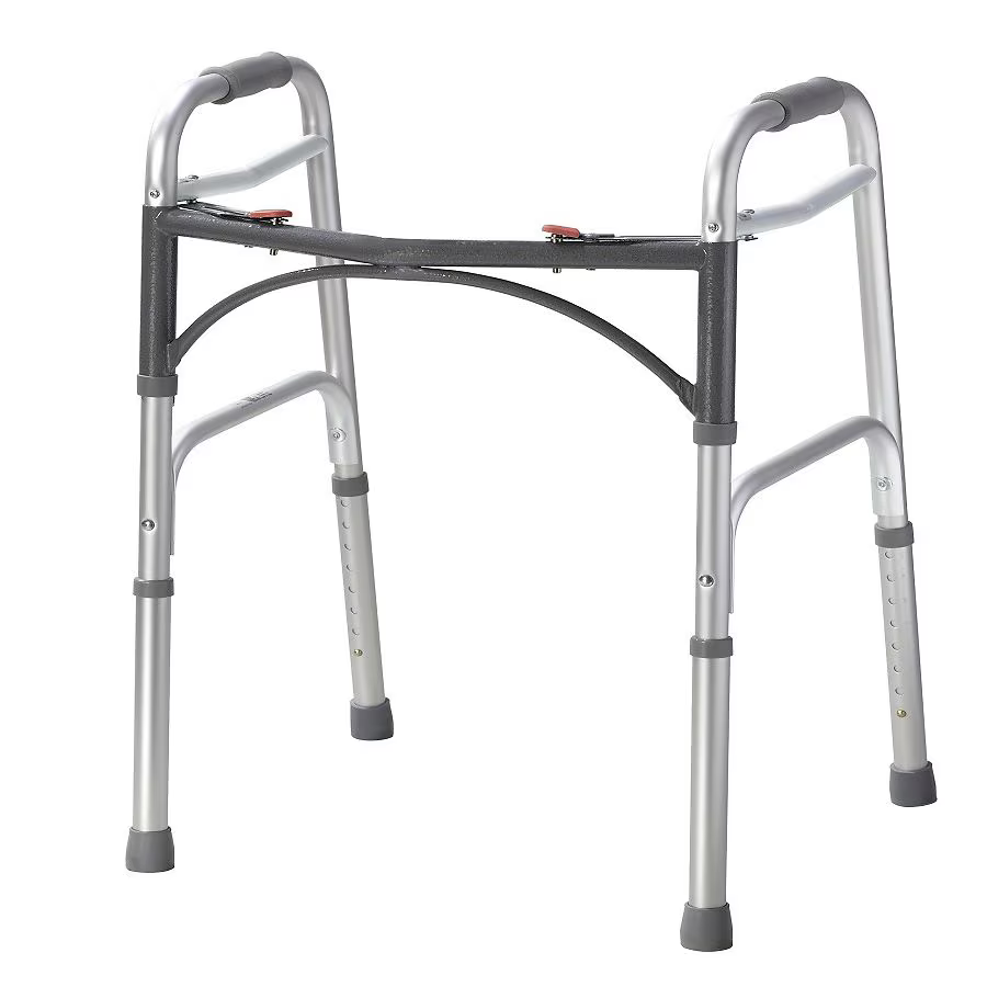 DELUXE ADULT FOLDING WALKER TWO BUTTON