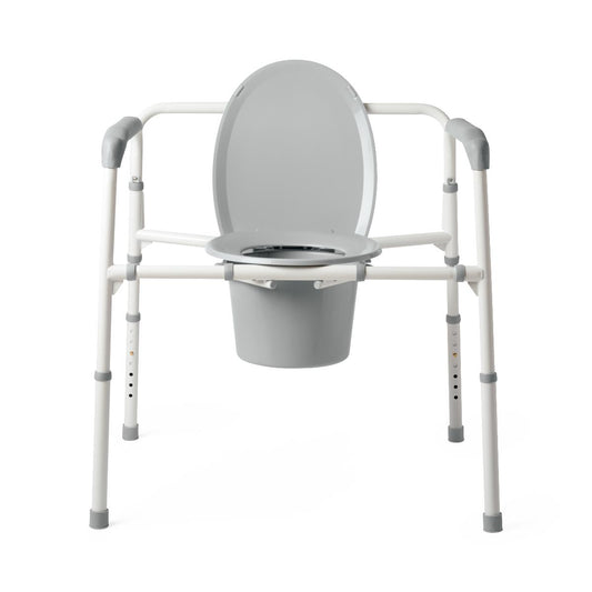 Medline Extra-Wide 24" Steel Bariatric Commode with 650 lb. Capacity, Elongated