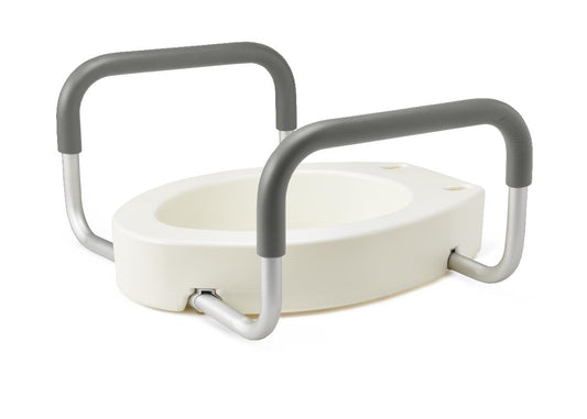 Medline 3.5" Elongated Toilet Seat Riser with Arms, 400 lb. Weight Capacity