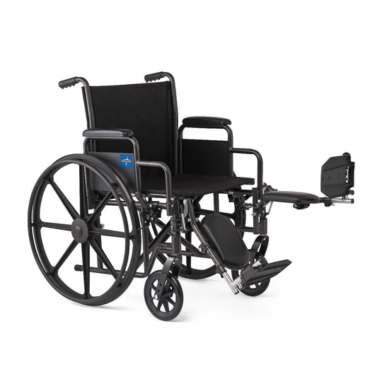 Medline 18" Wide K1 Basic Nylon Wheelchair with Swing-Back Desk-Length Arms and Elevating Leg Rests