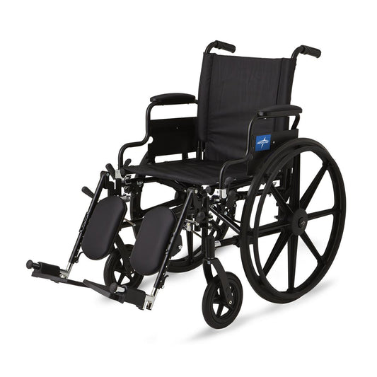 Medline K4 Lightweight Wheelchair with Swing-Back Desk-Length Arms and Detachable Swing-Away Elevating Leg Rests, 300 lb. Weight Capacity, 18" Width