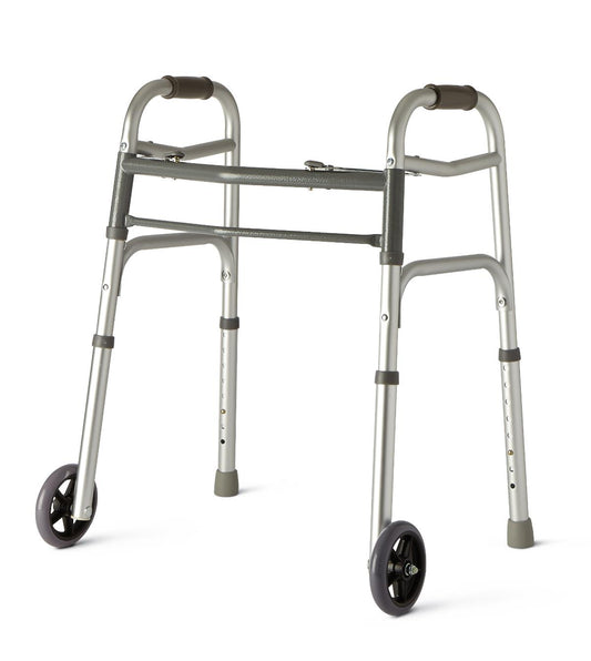 Medline Junior Walker, 2 Button, Folding, 5" Wheels