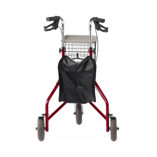 Medline 3-Wheeled Rollator, Red