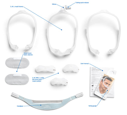 DreamWear Nasal, with Large Cushion, Medium Frame, and Headgear